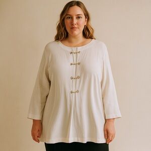 Vintage HHR Made in USA Equestrian Horsebit Detail Tunic Top L-XL